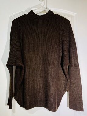 beachlunchlounge Brown Ribbed Turtleneck Sweater